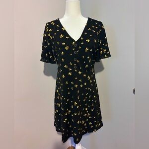 LC Lauren Conrad Dress black print floral dress, size Medium